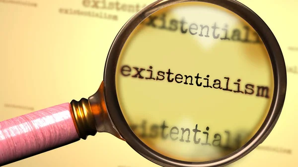 Existentialism Och Ett Förstoringsglas Ordet Existentialism För Att Symbolisera Studier — Stockfoto