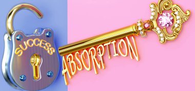 Başarının anahtarı özümsemektir - işinizde, işinizde, ailenizde ya da hayatınızda kazanmak için özümsemeye odaklanmanız gerekir, zaferlere giden kapıları açar ve gerçekten istediğinizi elde edersiniz, 3d illüstrasyon