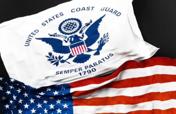 Bandiera Della Guardia Costiera Degli Stati Uniti Insieme Una Bandiera — Foto Stock