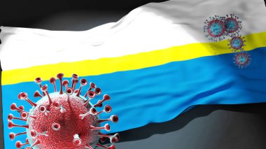 Czestochowa 'daki Covid - Coronavirus Czestochowa' nın şehir bayrağına saldırıyor. Bu şehirdeki virüs salgınıyla mücadele için bir sembol.