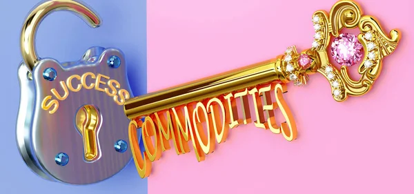 Başarının anahtarı, işte, işte, ailede ya da hayatta kazanmak için mala odaklanmanız gerekir. Zaferlere giden kapıları açar ve gerçekten istediğinizi elde edersiniz. 3D illüstrasyon.