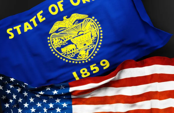 Bandiera Dell Oregon Insieme Una Bandiera Degli Stati Uniti America — Foto Stock