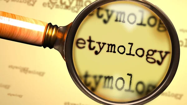 Etymologie Een Vergrootglas Het Engelse Woord Etymologie Symboliseren Studeren Onderzoeken — Stockfoto