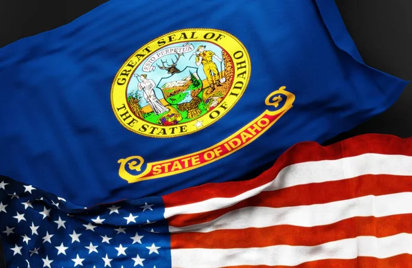 Bandiera Dell Idaho Insieme Una Bandiera Degli Stati Uniti America — Foto Stock