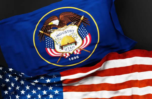 Bandiera Dello Stato Dello Utah Insieme Una Bandiera Degli Stati — Foto Stock