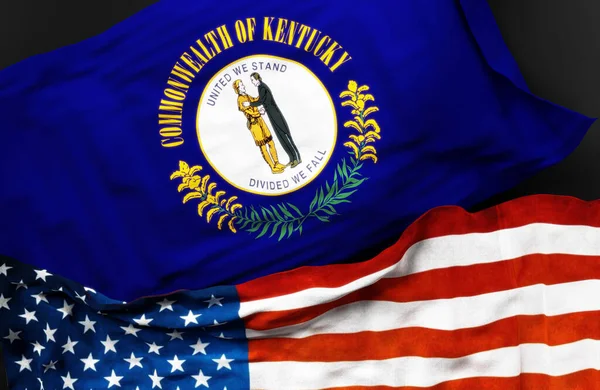 Bandiera Del Kentucky Insieme Una Bandiera Degli Stati Uniti America — Foto Stock