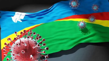 Biddinghuizen 'deki Covid - Coronavirus bu şehirdeki virüs salgınıyla mücadele etmek için Biddinghuizen bayrağına saldırıyor.