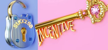 Başarının anahtarı teşviktir - işte, işte, ailede ya da hayatta kazanmak için teşviğe odaklanmanız gerekir, zaferlere giden kapıları açar ve gerçekten istediğinizi elde edersiniz, 3d illüstrasyon