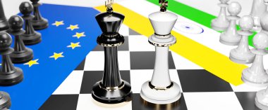 Bir ticaret anlaşması ve ulusal bayraklarla oynanan bir satranç oyunuyla sembolize edilen egemenliği hedefleyen bu iki ülke arasında AB Avrupa ve Hindistan ihtilafı, çatışma, kriz ve tartışma