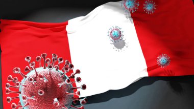 Mons 'taki Covid - Coronavirus bu şehirdeki virüs salgınıyla mücadele sembolü olarak Mons bayrağına saldırıyor.