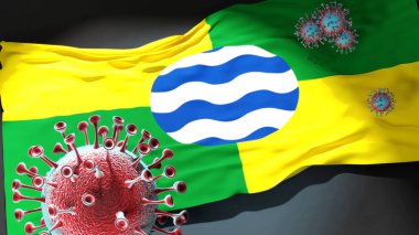 Nairobi 'de Covid - Coronavirus bu şehirdeki virüs salgınıyla mücadele sembolü olarak Nairobi bayrağına saldırıyor.