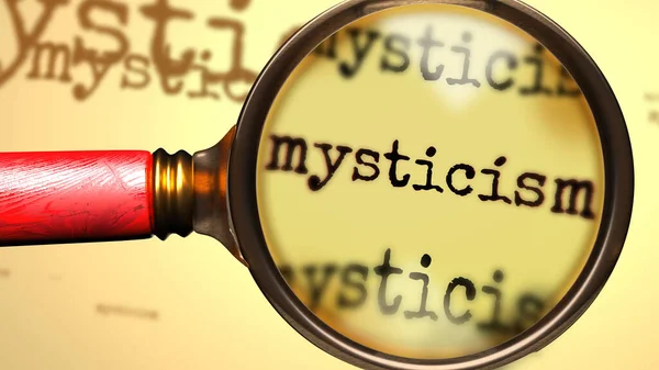 Mysticismus Lupa Anglickém Slově Mysticismus Symbolizují Studium Zkoumání Nebo Hledání — Stock fotografie