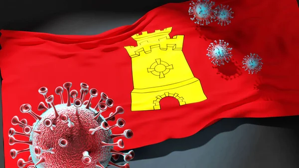 Covid Middelburg Coronavirus Atacando Una Bandera Ciudad Middelburg Como Símbolo — Foto de Stock