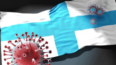 Marsilya 'da Covid - Coronavirus Marsilya' nın bir şehir bayrağına saldırıyor. Virüs salgınıyla mücadele ve mücadele sembolü olarak.