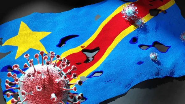 Covid Congo Repubblica Democratica Del Coronavirus Una Bandiera Del Congo — Foto Stock