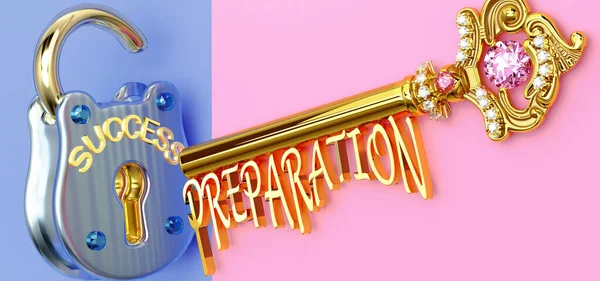 Başarının anahtarı iş, iş, aile ya da hayatta kazanmak için hazırlanmaya odaklanmalısın. Zaferlere giden kapıları açar ve gerçekten istediğin şeyi elde edersin. 3D illüstrasyon.