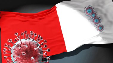 Tournai 'de Covid - Coronavirus Tournai şehir bayrağına saldırıyor. Virüs salgınıyla mücadele ve mücadele sembolü olarak.