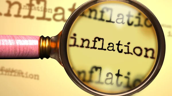 Inflación Lupa Palabra Inglesa Inflación Para Simbolizar Estudio Examen Búsqueda — Foto de Stock