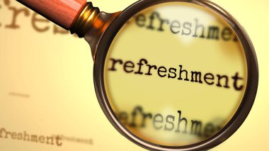 Ferahlatıcı ve İngilizce kelime yenileme üzerine bir büyüteç Çalışmayı sembolize etmek için, incelemek ya da bir açıklama bulmak için ya da bir cevap aramak Bir yenilenme konsepti ile ilgili, 3d illüstrasyon