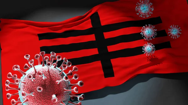 Covid Sipkovican Kunnassa Pohjois Makedonia Koronavirus Sipkovican Kunnan Lippu Pohjois — kuvapankkivalokuva