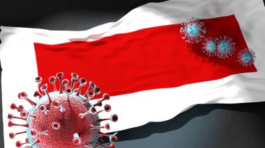 Sharjah 'ta Covid - Coronavirus bu şehirdeki virüs salgınıyla mücadele sembolü olarak Şeriat bayrağına saldırıyor.