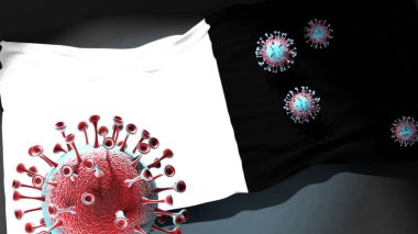 Metz 'deki Covid - Coronavirus bu şehirdeki virüs salgınıyla mücadele etmek için Metz' in bir şehir bayrağına saldırıyor.