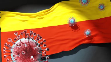 Prag 'daki Covid - Coronavirus bu şehirdeki virüs salgınıyla mücadele sembolü olarak Prag şehir bayrağına saldırıyor.