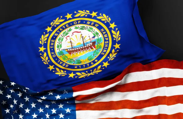 Bandiera Del New Hampshire Insieme Una Bandiera Degli Stati Uniti — Foto Stock