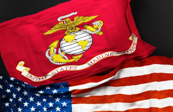 Bandera Del Cuerpo Marines Los Estados Unidos Junto Con Una —  Fotos de Stock