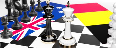 Avustralya ve Belçika arasında bir ticaret anlaşması ve ulusal bayraklarla oynanan bir satranç oyunuyla sembolize edilen egemenliği hedefleyen bu iki ülke arasında çatışma, çatışma, kriz ve tartışma