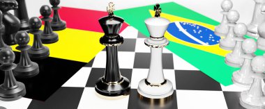 Belçika ve Brezilya arasında bir ticaret anlaşması ve ulusal bayraklarla oynanan bir satranç oyunuyla sembolize edilen egemenliği hedefleyen bu iki ülke arasında çatışma, çatışma, kriz ve tartışma