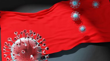 Muscat 'ta Covid - Coronavirus bu şehirdeki virüs salgınıyla mücadele sembolü olarak Muscat' in şehir bayrağına saldırıyor.