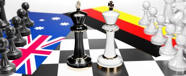 Avustralya ve Almanya arasında bir ticaret anlaşması ve ulusal bayraklarla oynanan bir satranç oyunuyla sembolize edilen egemenliği hedefleyen bu iki ülke arasında çatışma, çatışma, kriz ve tartışma