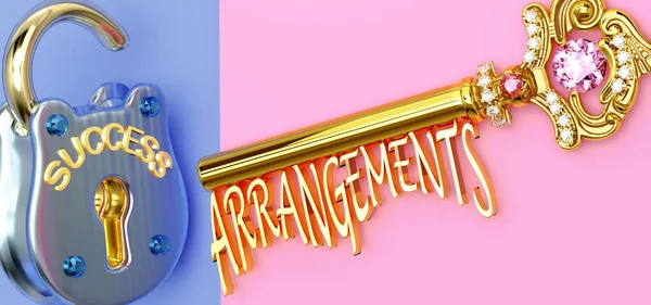 Başarının anahtarı iş, iş, aile ya da hayatta kazanmak için aranjmanlara odaklanmak, zaferlere giden kapıları açmak ve gerçekten istediğinizi elde etmek, 3D illüstrasyon