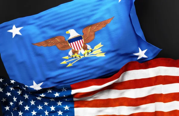 Σημαία Του Υπουργού Άμυνας Των Ηνωμένων Πολιτειών Μαζί Μια Σημαία — Φωτογραφία Αρχείου