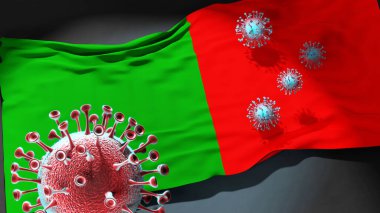 Bourges 'daki Covid - Coronavirus bu şehirdeki virüs salgınıyla mücadele sembolü olarak Bourges bayrağına saldırıyor.