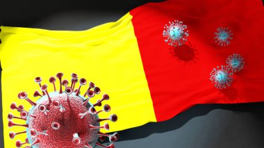 Napoli 'deki Covid - Coronavirus bu şehirdeki virüs salgınıyla mücadele sembolü olarak Napoli bayrağına saldırıyor.