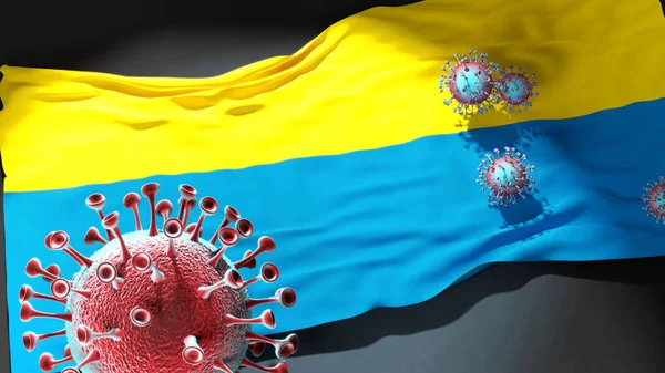 Szolnokzaszlaja 'daki Covid - Coronavirus, Szolnokzaszlaja' nın bir şehir bayrağına saldırıyor.