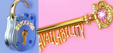 Başarının anahtarı ulaşılabilirliktir - işinizde, işinizde, ailenizde veya hayatınızda kazanmak için ulaşılabilirliğe odaklanmanız gerekir, zaferlere giden kapıları açar ve gerçekten istediğinizi elde edersiniz, 3d illüstrasyon