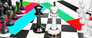 Azerbaycan ve Birleşik Arap Emirlikleri çatışmaları, açmaza, çıkmaza ve tartışmalara yol açan bu iki ülke arasında ulusal bayraklar ve 3d illüstrasyonla sembolize edilen bir ticaret anlaşmasına öncülük ediyor.