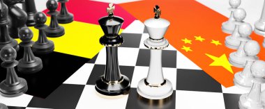 Belçika ve Çin arasında bir ticaret anlaşması ve ulusal bayraklarla oynanan bir satranç oyunuyla sembolize edilen egemenliği hedefleyen bu iki ülke arasında çatışma, çatışma, kriz ve tartışma