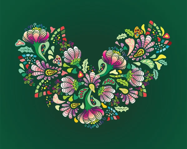 Renkli çiçek kalp — Stok Vektör