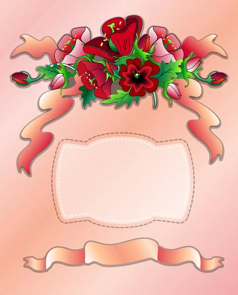 Carte postale de voeux avec coquelicots rouges — Image vectorielle
