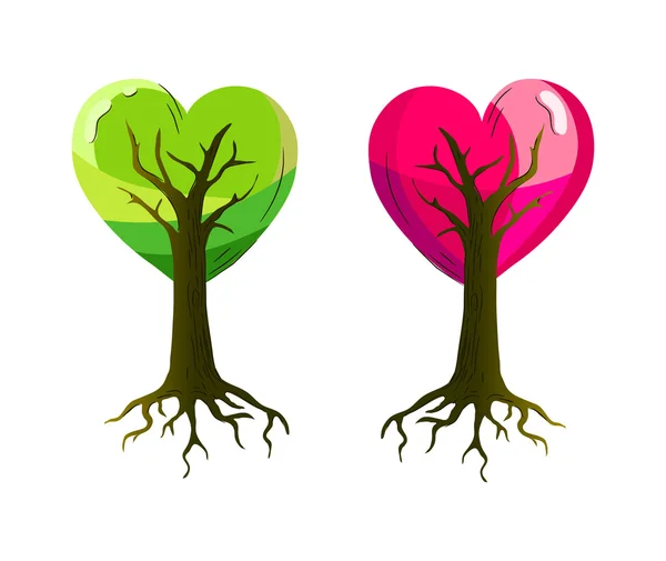 Une Saint-Valentin avec quelques arbres en forme de cœur — Image vectorielle