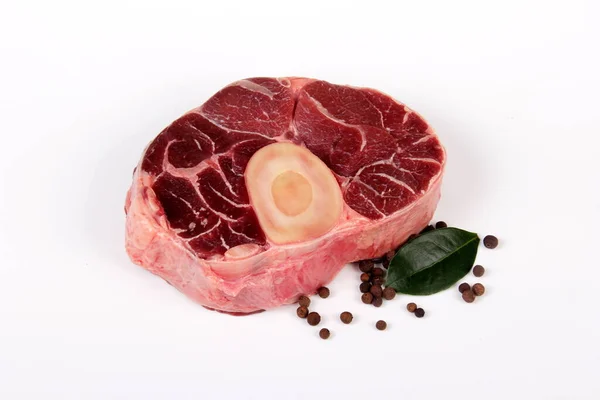 Beef Leg Slice Isolated White Background Veal Leg Slice — Stock Photo, Image