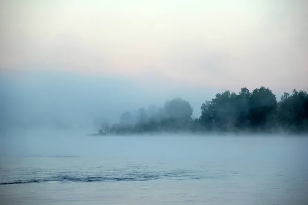 Mlha Řece Časně Ráno Létě — Stock fotografie