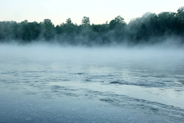 Mlha Řece Časně Ráno Létě — Stock fotografie