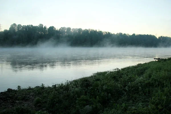 Kabut Sungai Pagi Hari Selama Musim Panas — Stok Foto