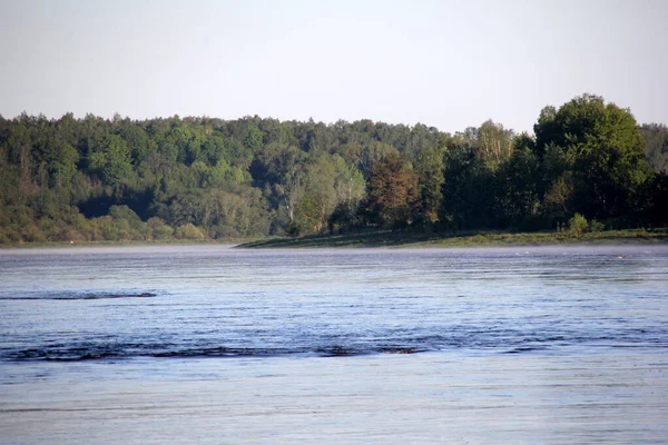 Brouillard Sur Rivière Tôt Matin Pendant Été — Photo