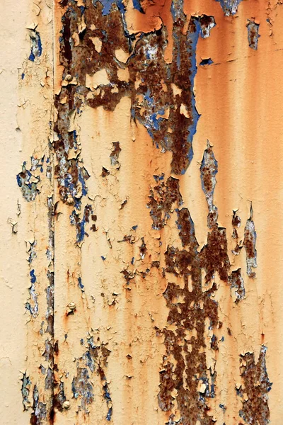 Rusty surface background. Corroded metal background. Rusted blue painted metal wall. rust and old blue and yellow paint on a metal surface.